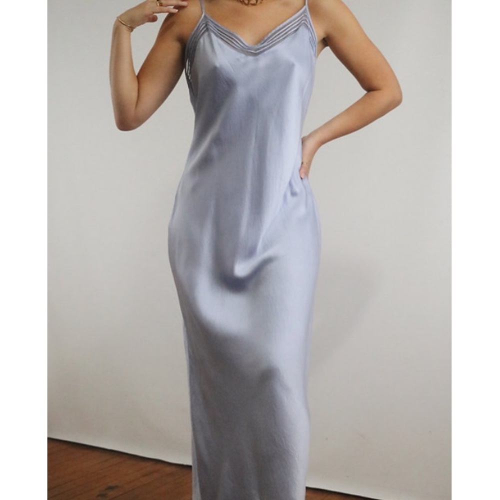 Victoria’s Secret long silk vintage blue nightgown slip dress